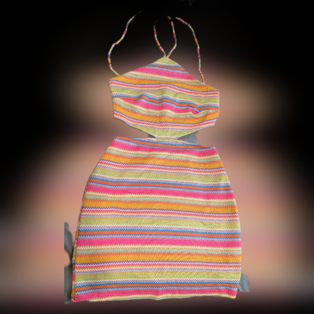 Fashion Nova Multicolor Striped One Piece Mini Dress